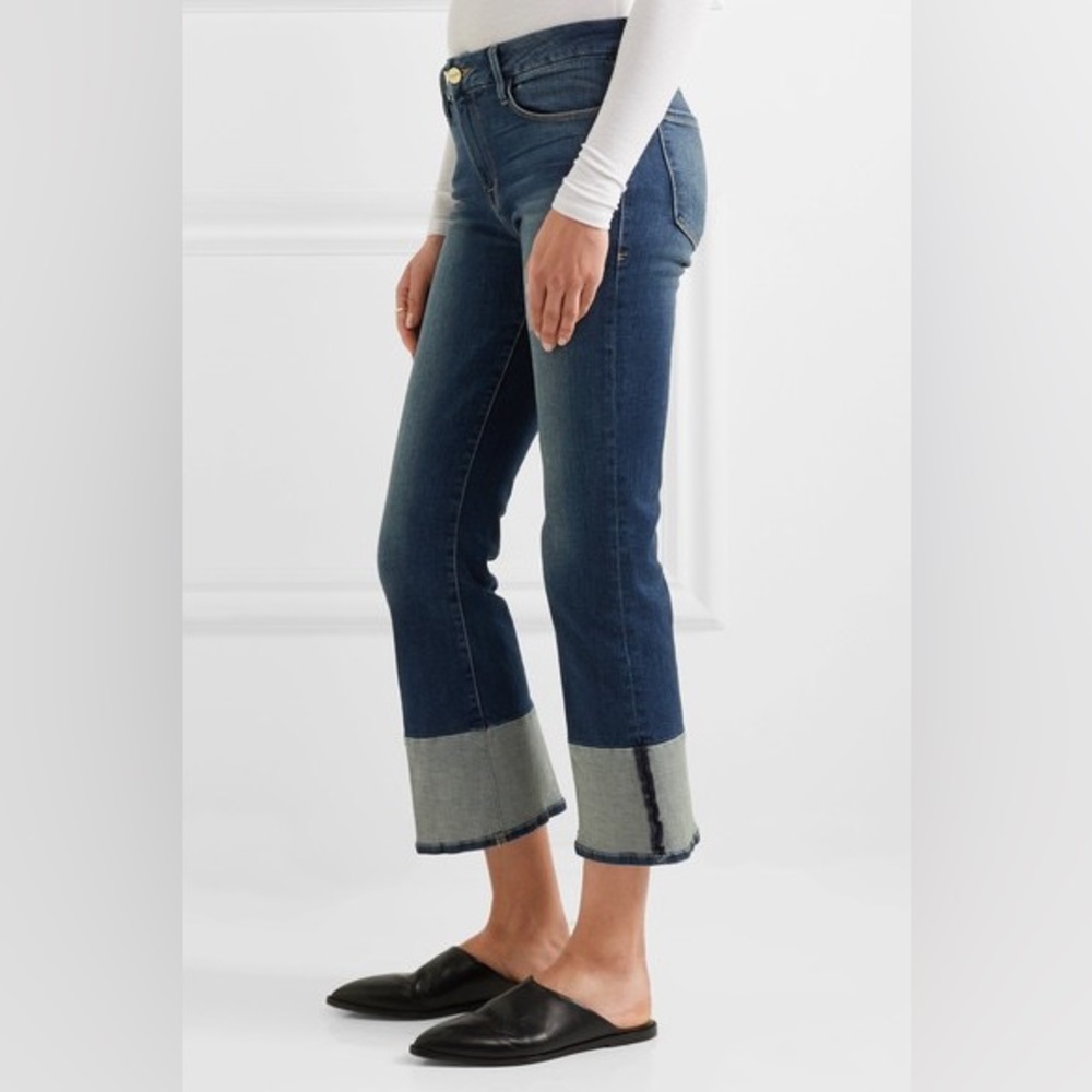 Frame Le Crop Mini Boot Reverse Cuff Jeans in Clifton Size 24